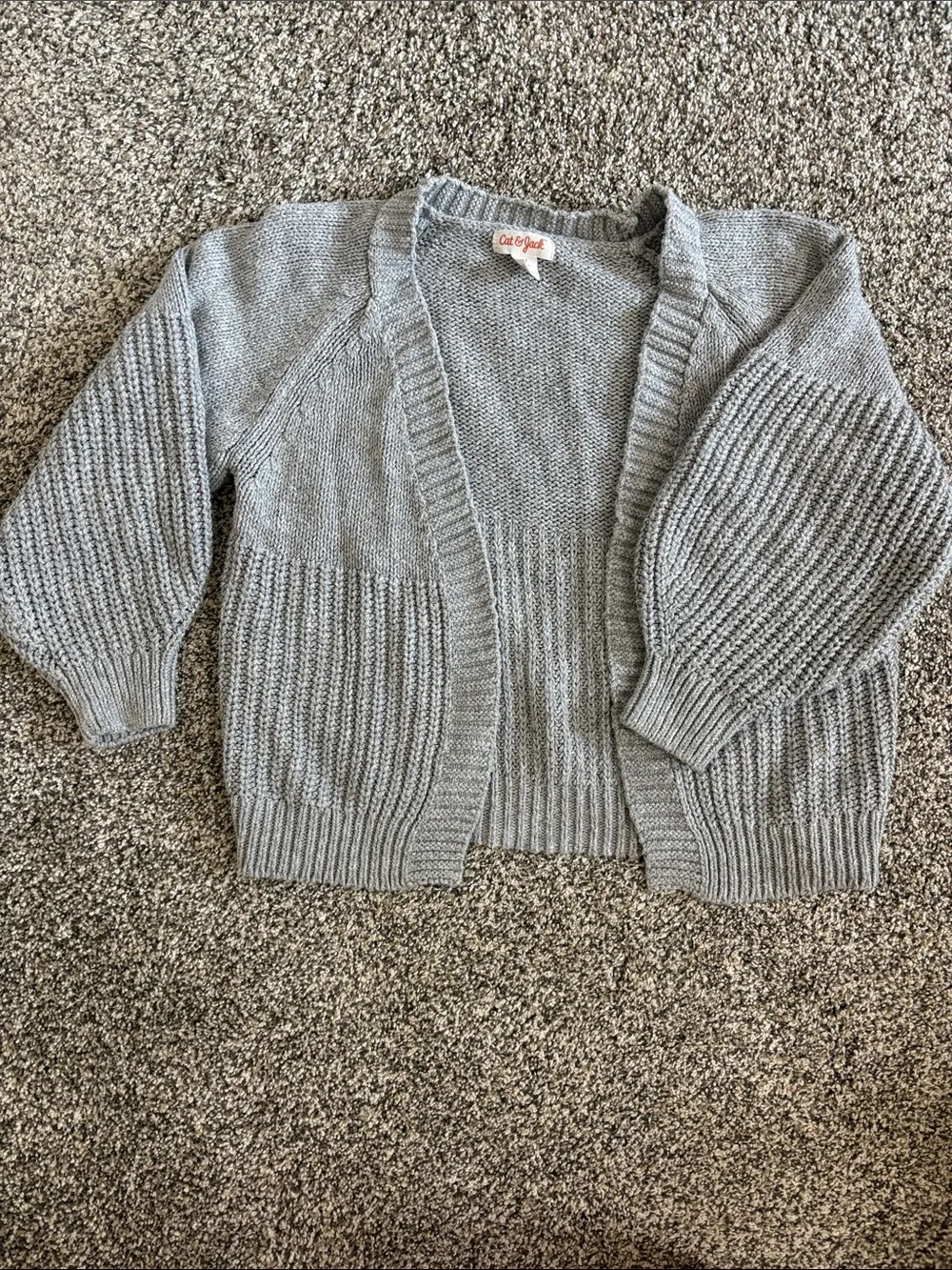 Cat & Jack Light Gray Chunky Open-Front Girls Cardigan